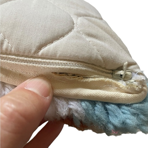 VINTAGE SHAG THROW PILLOW Latch Hook Yarn Sheepdog dog Completed - Picture 3 of 5